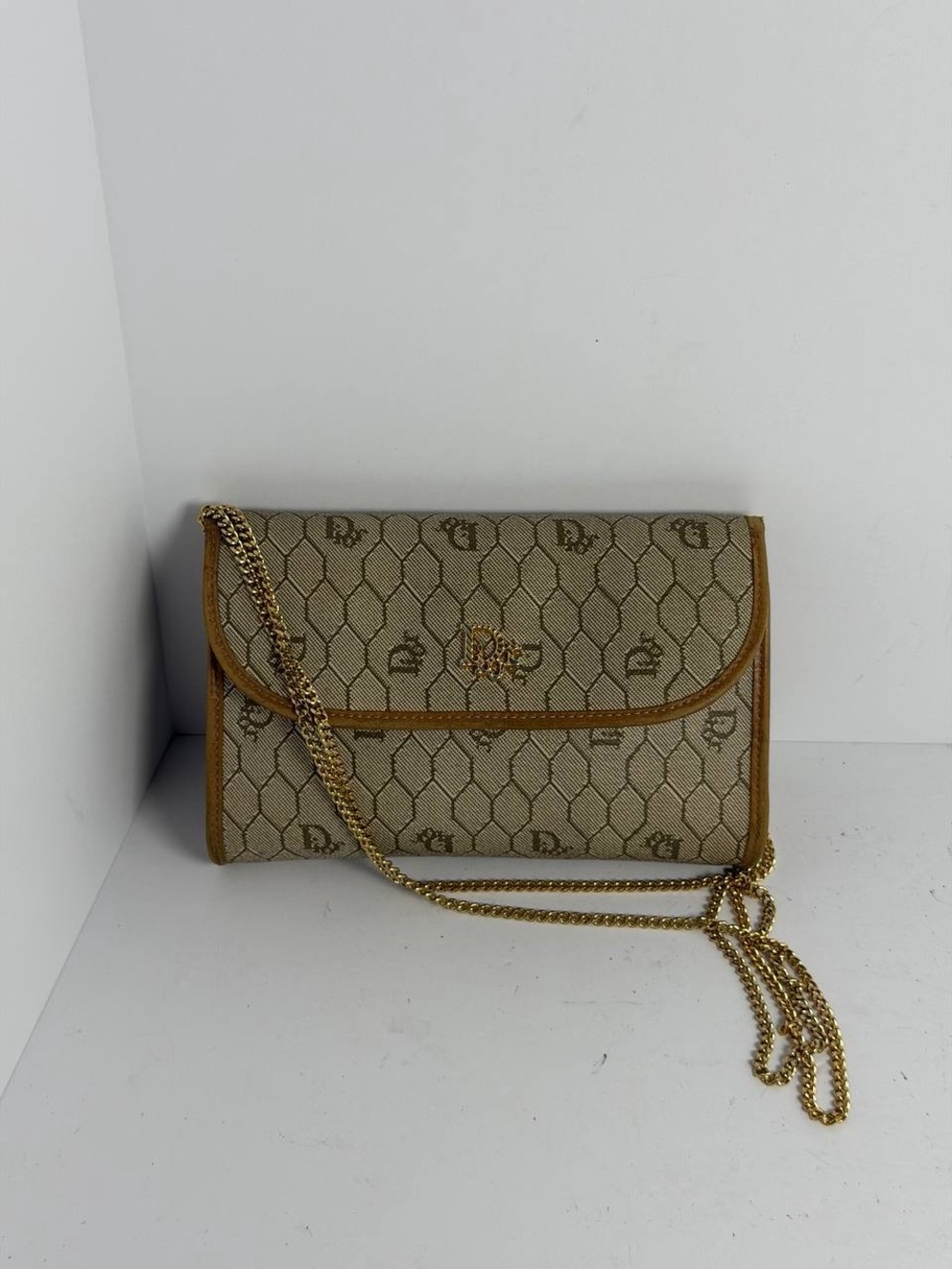 Vintage Christian Dior Honeycomb Chain Small Shoulder Bag